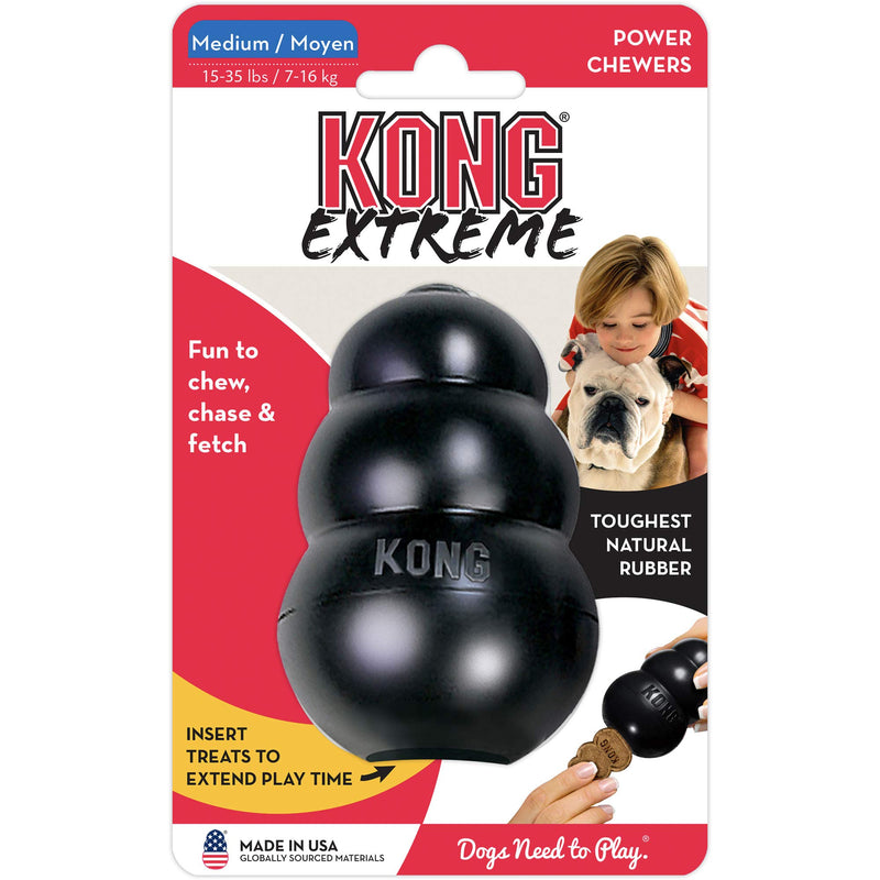 KONG - Extreme Dog Toy - Toughest Natural Rubber, Black - Fun to Chew, Chase and Fetch - For Medium Dogs Multi - PawsPlanet Australia
