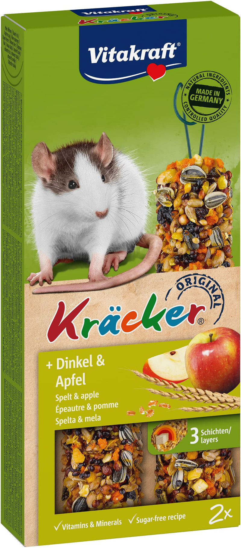 Vitakraft crackers, rodent snack for rats, with spelled, with apple (1x 2 pieces) - PawsPlanet Australia