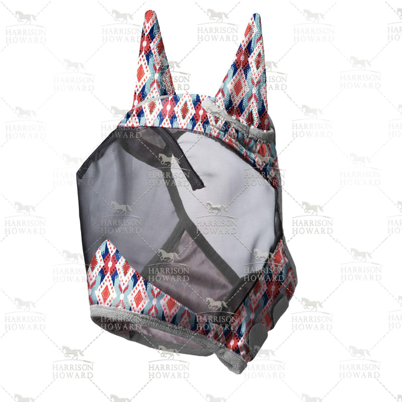 Harrison Howard CareMaster Horse Fly Mask Standard with Ears UV Protection for Horse-Tribal Rhombus Cob (Medium) Tribal Rhombus - PawsPlanet Australia