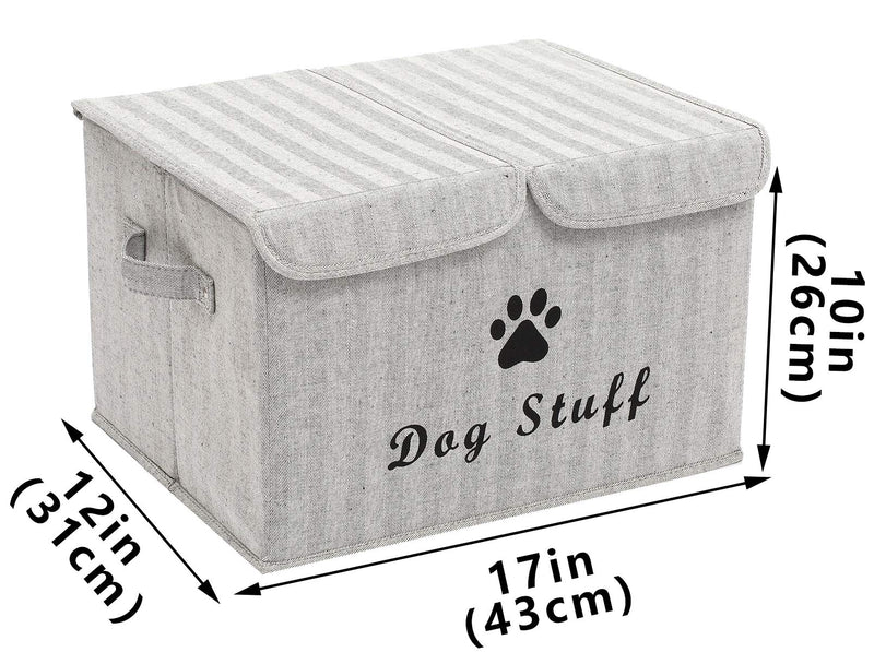 Brabtod Canvas Dog Toy Storage - for Dog Toy Basket for organizing Dog cat Toys and Dog Stuff-light grey light grey - PawsPlanet Australia