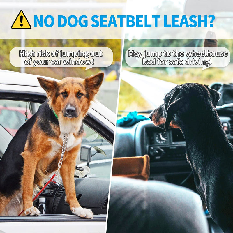 BAAPET Dog Seatbelt Leash for Cars, 2-Packs Pet Safety Seat Belt Harness with Shock Absorbing Bungee and Reflective Threads for Car Dogs Restraint Black+Black (Standard+Headrest) - PawsPlanet Australia