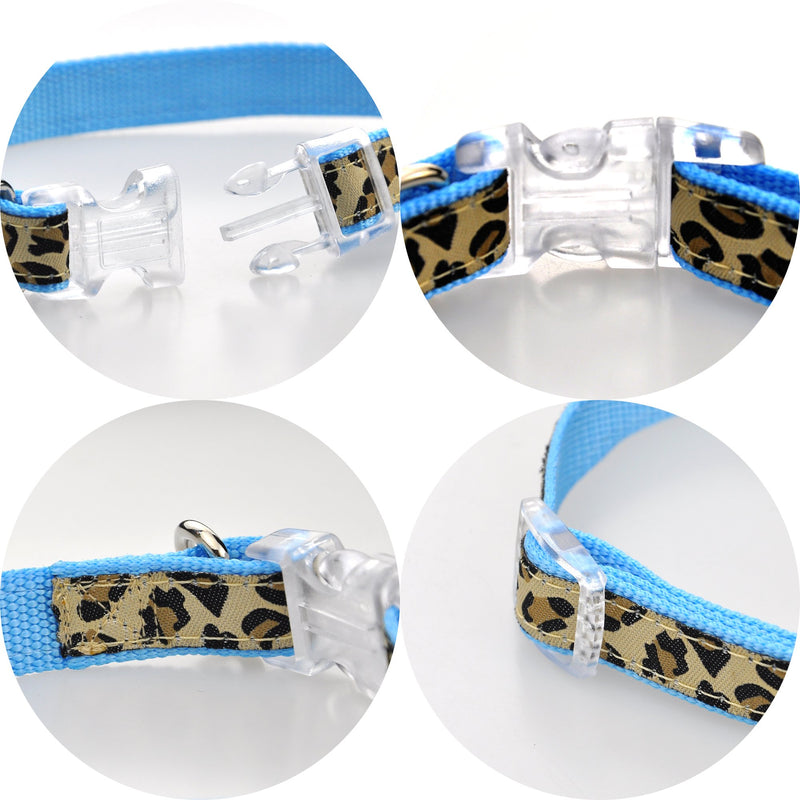 Mile High Life Dog Collar, Harness and Leash | Blue Leopard Design | Extra Small| Perfect Accessory For Walking Your Dog X-Small Neck 8"-12" - PawsPlanet Australia