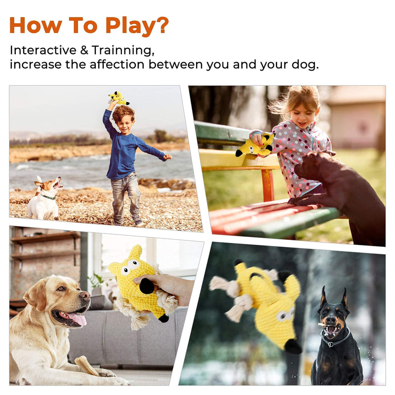 Dog Plush Squeaky Toy, Durable Tough Dog Chew Toys Cotton and Crinkle Paper Interactive Dog Toys for Large Medium Small Dogs Puppy - PawsPlanet Australia