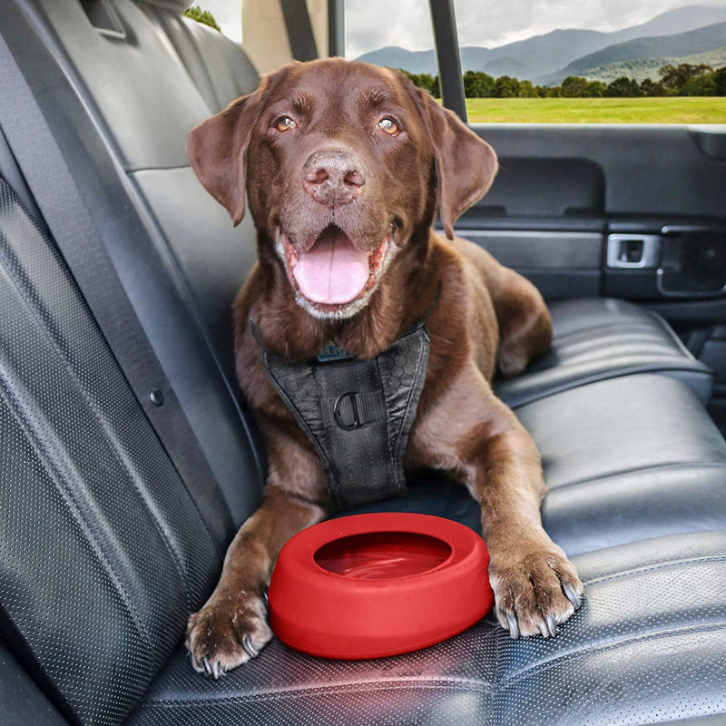 Kurgo Splash Free Wander Water Bowl, Dog Travel Bowl, Prevents Spilling, Holds 710ml, Chili Red - PawsPlanet Australia