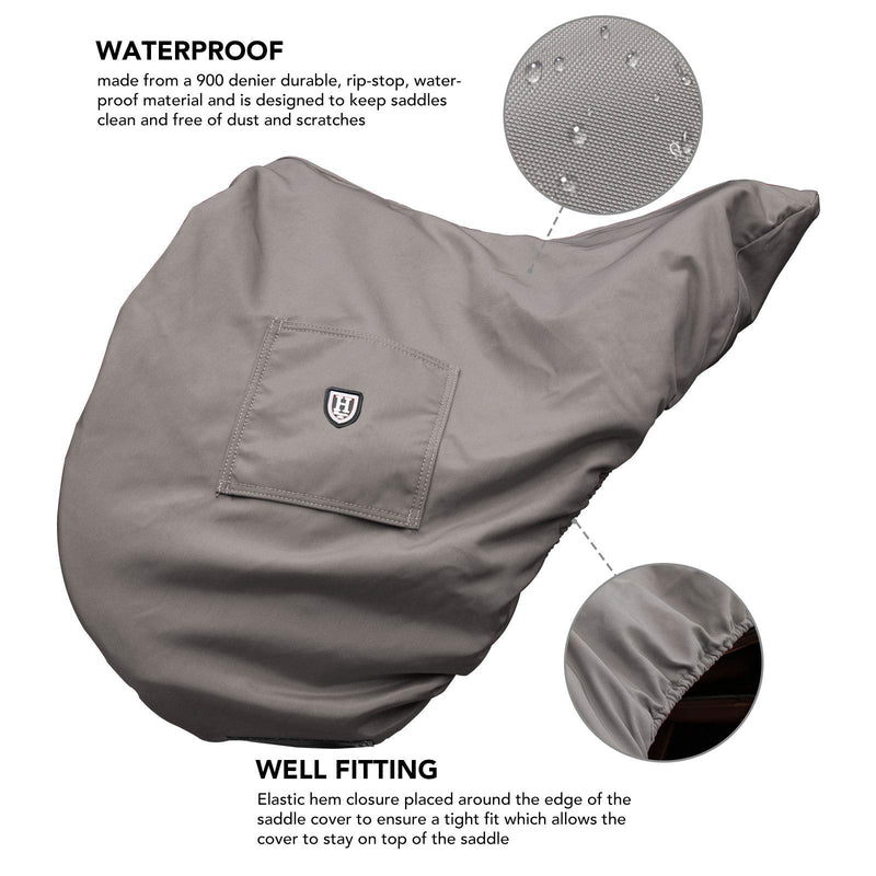 Harrison Howard Premium Waterproof/Breathable Fleece-Lined Saddle Cover Charcoal Grey Dressage-One Size - PawsPlanet Australia