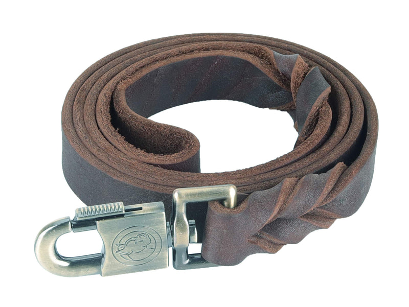 [Australia] - kgt Genuine Leather Braided Dog Training Leash Heavy Leather Duty Lead for Larger Dog 5 Ft-1 In 