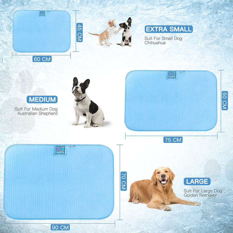 Pet Cooling Mat for Dogs Cats - Avoalre Summer Ice Silk Sleeping Dog Cooling Mat with Humidity Indicator Card, Non-Slip Bottom & Foldable and Washable & Reusable Dog Cooling Pee Pad for Indoor Outdoor Small (18"x24") Blue - PawsPlanet Australia