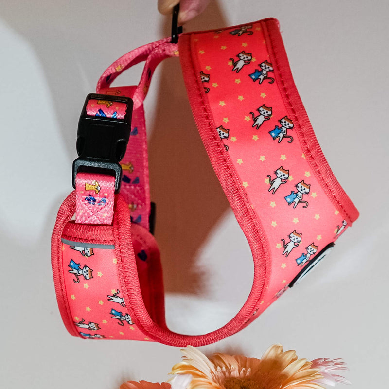 Wonderfurry Reversible Harness for small, medium, large dogs or cats, Red Pink Pretty Kitty (XS) XS - PawsPlanet Australia
