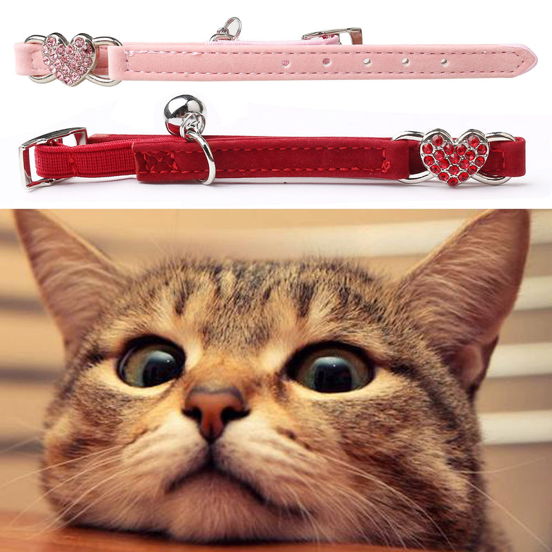 kuou 2 PCS Lovely Kitten Collar, Cat Collar with Bell and adjustable Elastic Strap - PawsPlanet Australia