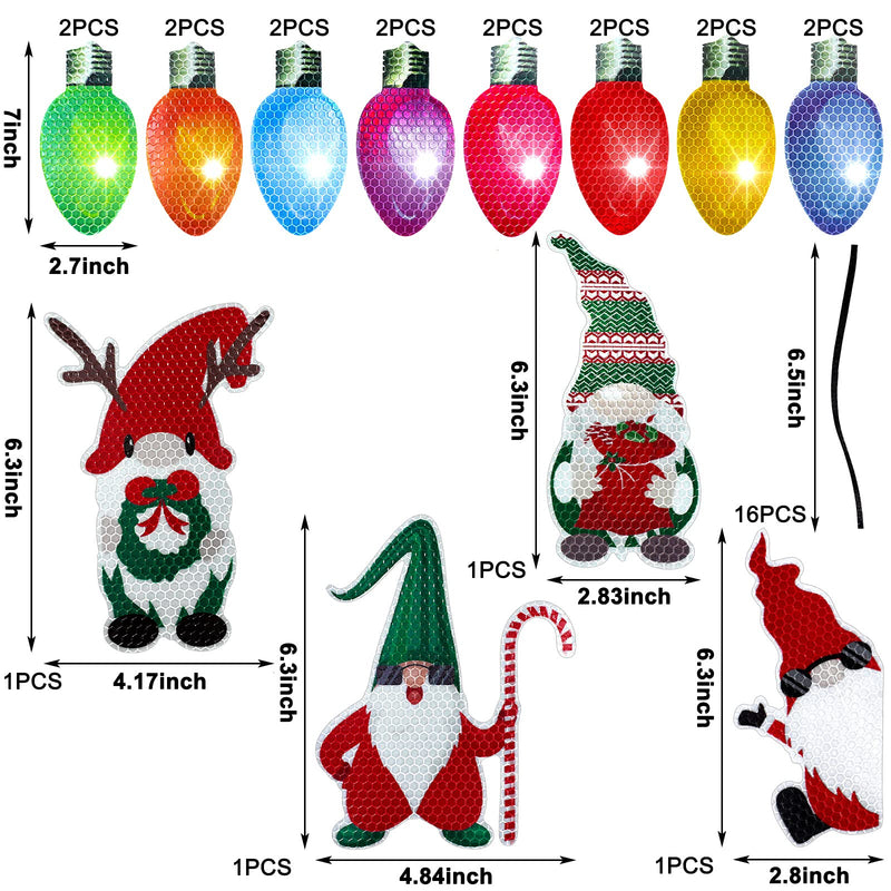 36 Pieces Christmas Reflective Car Magnets Reflective Bulb Light Christmas Gnome Magnets Decor for Christmas Car Refrigerator Decoration - PawsPlanet Australia