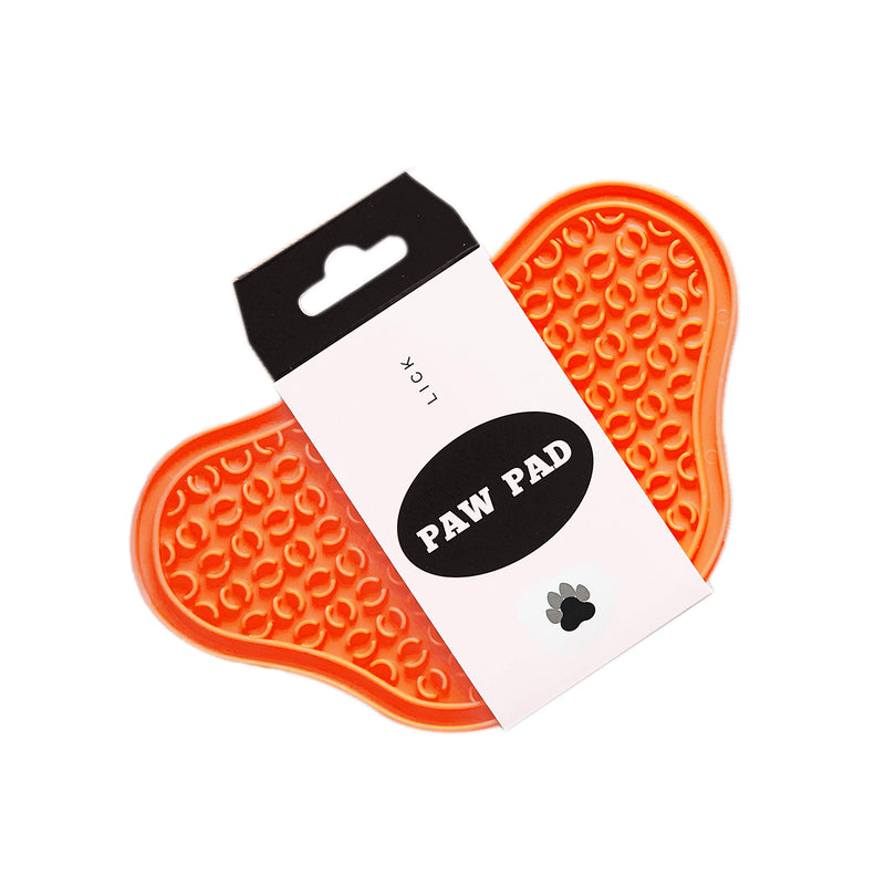 PetDreamHouse PAW Feeder Lick Pad Dog Treat Distraction Mat Bath or Shower Suction For Licking Paste, Gravy, Yoghurts or Peanut Butter - Orange - PawsPlanet Australia