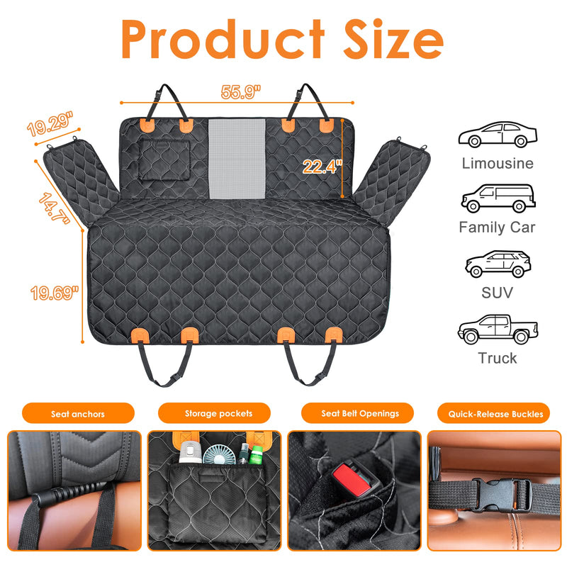 Dog Car Seat Cover Waterproof JOEJOY Dog Car Hammock With Mesh Window And Side Flaps, Back Seat Dog Cover For Dogs Scratch Proof Nonslip Pet Seat Protector Cover For Most Cars/SUV - PawsPlanet Australia