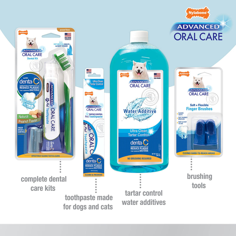 Nylabone Advanced Oral Care Dental Kits for Dogs & Cats Adult Dog Original 2 Count - PawsPlanet Australia