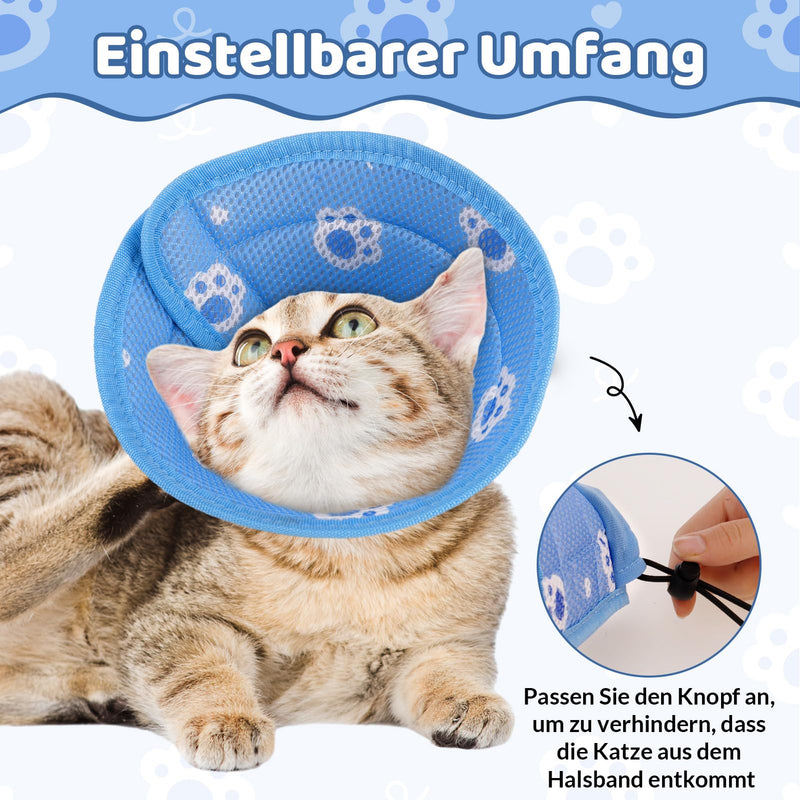 Fanshiontide Cat Neck Brace, Soft Cat Neck Brace, Adjustable Anti-Licking Anti Bite Cat Collar, Protective Collar for Cats, Puppies, Pets After Surgery and Injuries (M Blue) M - PawsPlanet Australia