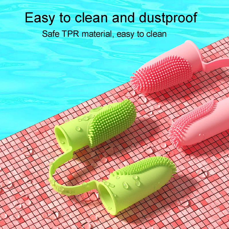 zoerbufan Dog Toothbrush Fingerling Silicone, 360° Fully Wrapped Bristles Anti-Plaque Finger Dog, Reusable Pet Finger Toothbrush for Small, Medium and Large Dogs (Pink) Pink - PawsPlanet Australia