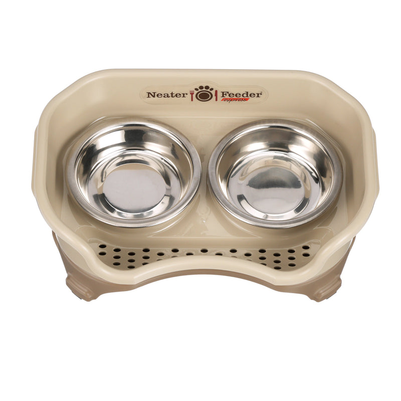 Neater Feeder Express Elevated Dog and Cat Bowls - Raised Pet Dish - Stainless Steel Food and Water Bowls for Small to Large Dogs and Cats S (for Cats) Cappuccino - PawsPlanet Australia