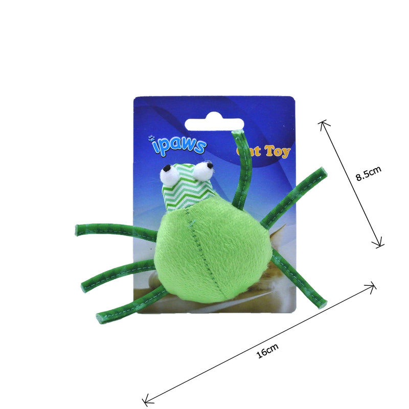 [Australia] - ipaws 6" Stuffed Spider Plush Catnip Cat Toy Green 