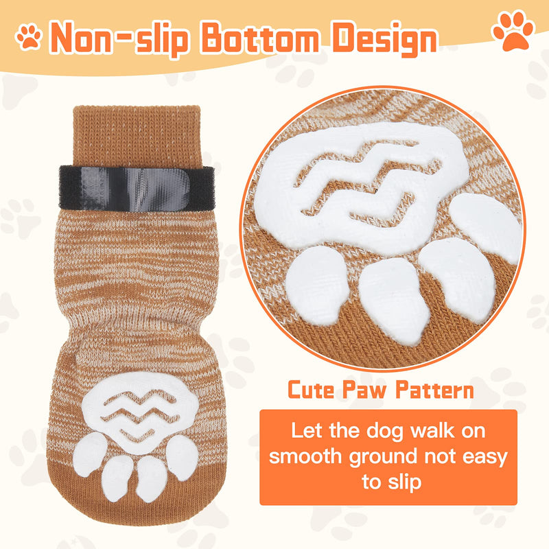 TAILGOO Anti-Slip Dog Socks 2 Pairs - Pet Paw Protector Traction Control for Small Medium Large Doggies Puppies Indoor Active, Soft and Comfortable S: Paw With 2.16", Grip Width: 1.5" - PawsPlanet Australia