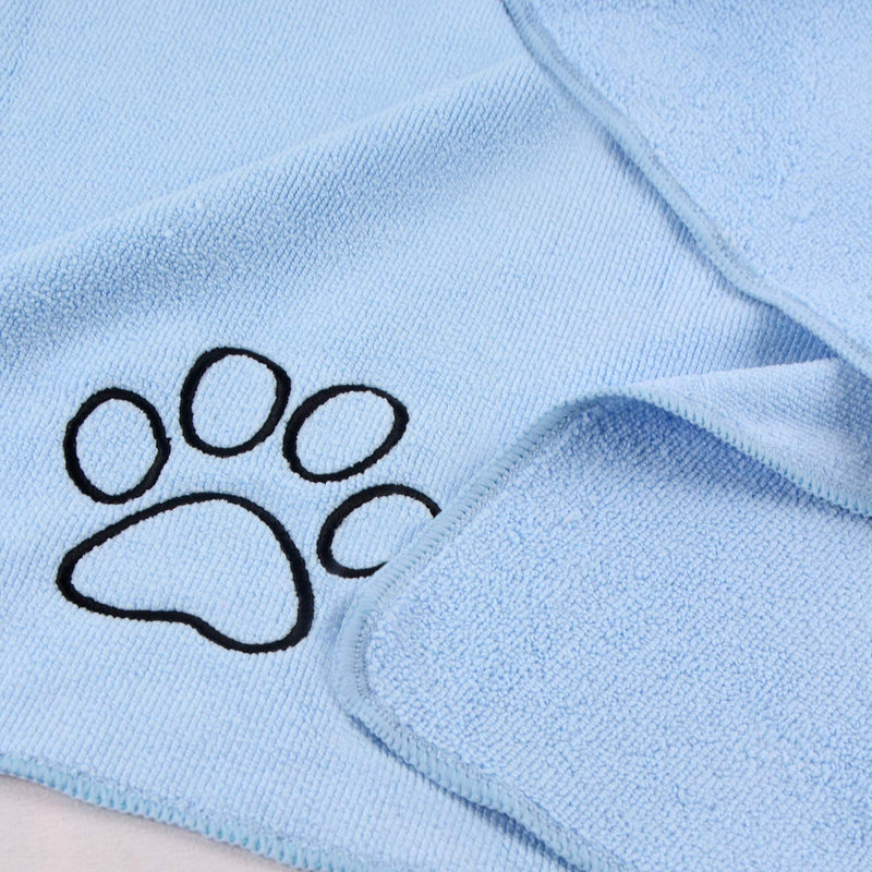 SUNLAND Microfiber Dog Towel Ultra Soft Pet Bath Towel Super Absorbent Pet Drying Towel for Small Medium Large Dogs and Cats 30Inch x 50Inch Light blue - PawsPlanet Australia