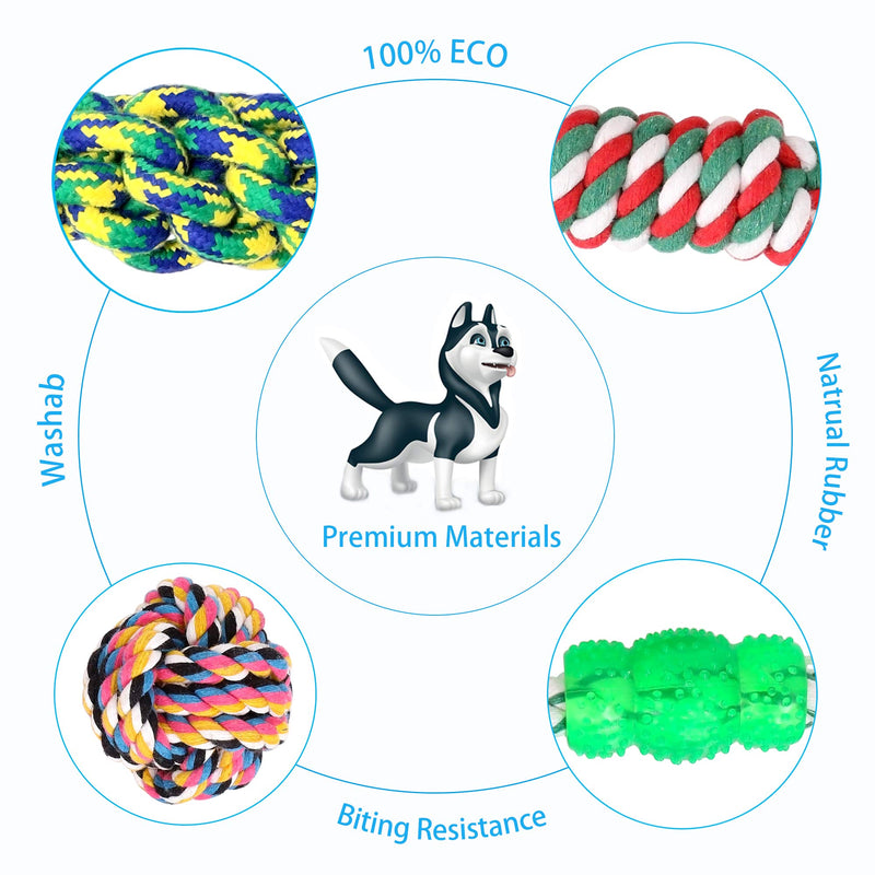 UPSKY Dog Rope Toys Puppy Grinding Teeth 15 Pack Dog Toys Puppy Teething Toys Dental Cleaning Product Prevents Boredom and Relieves Stress - PawsPlanet Australia