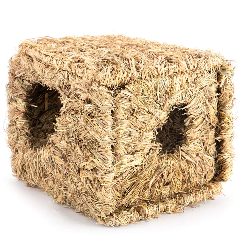 MEWTOGO Rabbit Grass House- 12.5 × 8 inch Natural Woven Bunny Grass Bed Folding Woven Bunny Hut for Rabbits Guinea Pigs Chinchilla Hideaway Sleeping - PawsPlanet Australia