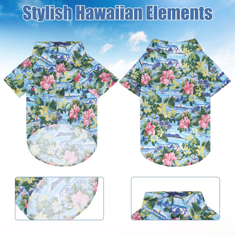 EXPAWLORER Hawaiian Dog Shirt - Summer Hawaii Style Breathable Floral Polo T-Shirts Cool Clothes for Small Medium Large Dogs Cats Pets - PawsPlanet Australia