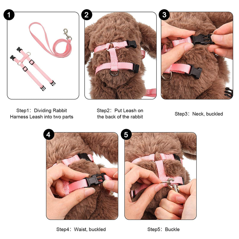 5 Pieces Adjustable Rabbit Harness Leash Bunny Harness Leash, Harness Leash for Pet Safety Walk Running Jogging, Pet Harness Leash for Bunny Cat Puppy Kitten Ferret and Other Small Pet Animals - PawsPlanet Australia