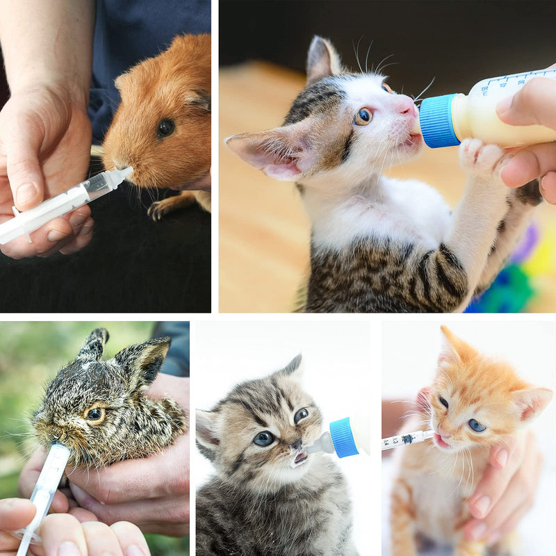 DONQL Puppy Nursing Bottle Kit, 60ml Pet Feeding Dispenser Tool, Kitten Nipple Syringe, Pet Syringe Feeding Kit with with Replacement Nipples for Newborn Kittens, Puppies, Rabbits, Small Animals - PawsPlanet Australia