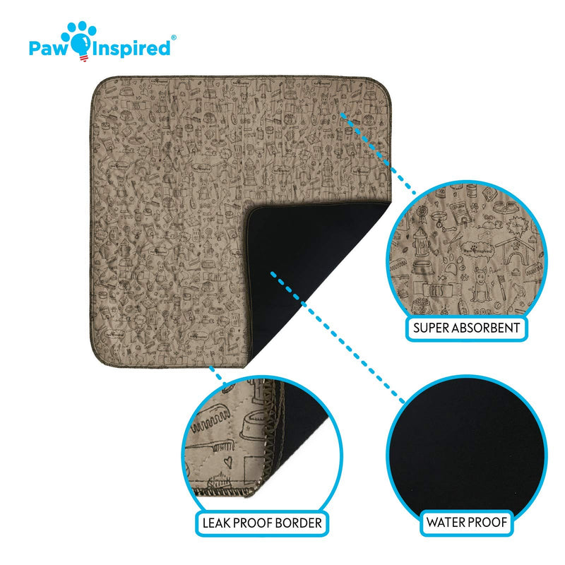 [Australia] - Paw Inspired Washable Pee Pads for Dogs | Reusable Puppy Pads | Waterproof Whelping Pads | Washable Training Pet Pads, Washable Potty Pads Extra Large Sizes | Indoor, Outdoor or Kennel Training 32x30'' (2 pack) 