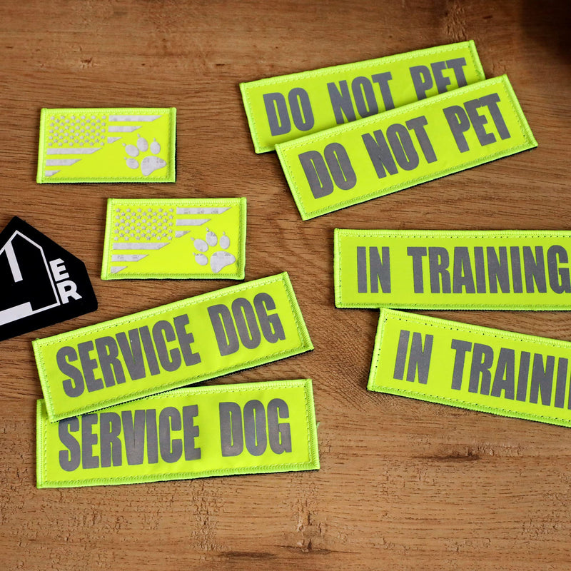 14er Tactical Reflective Service Dog Patches (9-Pack) | Hook & Loop, 6” x 2” Embroidery & High Visibility | Perfect for Harness, Vest, Collar, Leash, in Training, Do Not Pet Regular - PawsPlanet Australia