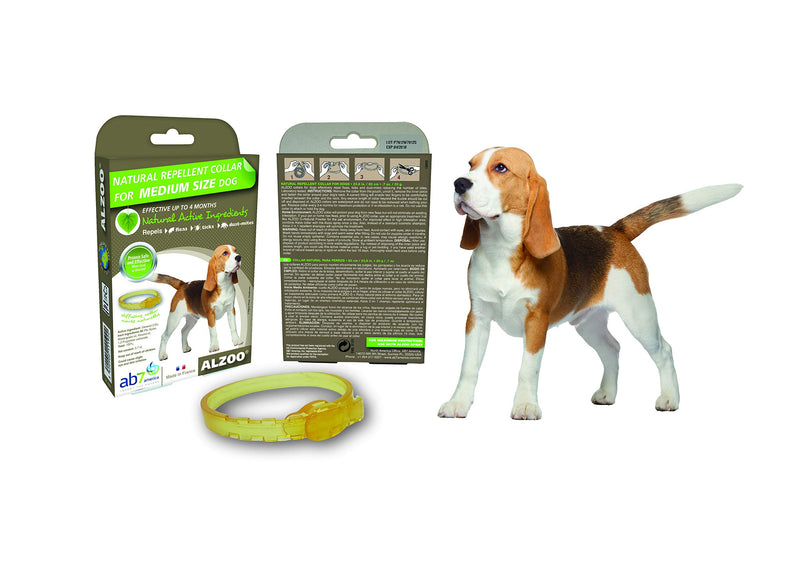 [Australia] - ALZOO Natural Repellent Diffusing Dog Collar | Repels Fleas, Ticks, Dust-Mites Using Natural Active Ingredients | for Medium Sized Dogs 