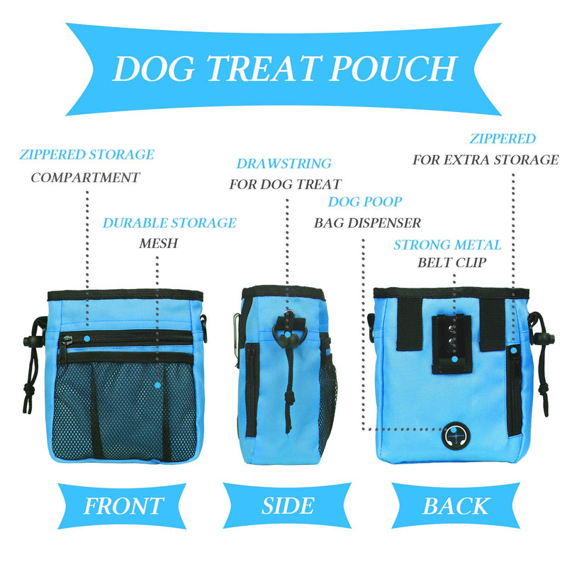 STMK 2 Pack Dog Treat Pouch, Dog Training Treat Pouch with Waist Shoulder Strap, 3 Ways to Wear, Easily Carries Toys, Kibble, Treats for Dog Walking, Dog Training, Puppy Training (Black and Blue) Black and Blue - PawsPlanet Australia