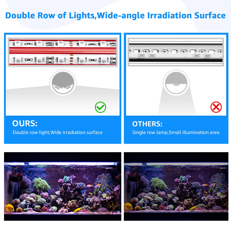 IREENUO Submersible Aquarium Light, Fish Tank Light with Auto On/Off Timer, 12 Color Changing RGB Lighting Underwater Fish Lamp for 10-40 Gallon Tank 28cm(11inch) - PawsPlanet Australia