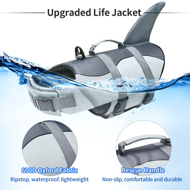 Malier Dog Life Jacket, Ripstop Dog Life Vest Adjustable Dog Life Preserver with Strong Buoyancy and Durable Rescue Handle Pet Lifesaver for Small Medium Large Dogs Swimming Boating Gray X-Small - PawsPlanet Australia