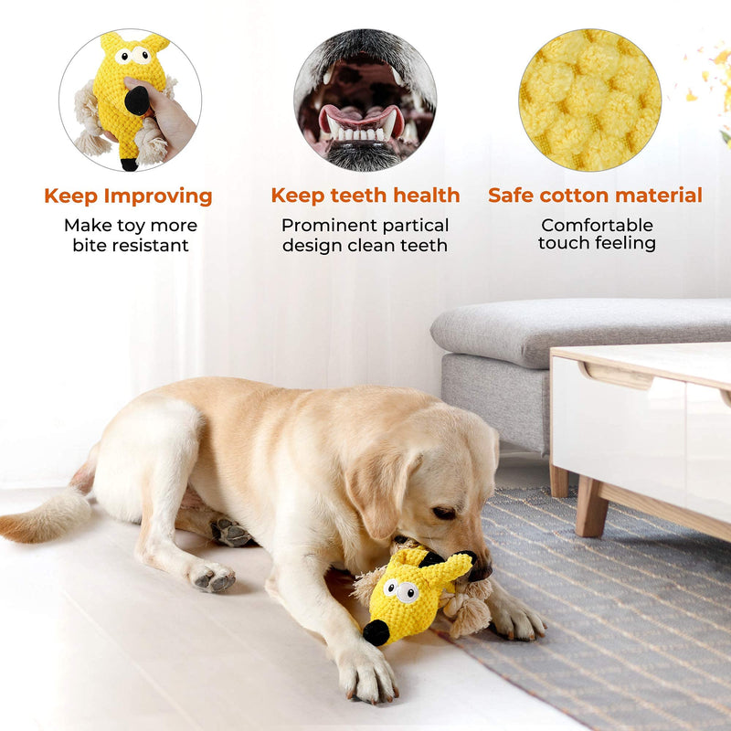 Dog Plush Squeaky Toy, Durable Tough Dog Chew Toys Cotton and Crinkle Paper Interactive Dog Toys for Large Medium Small Dogs Puppy - PawsPlanet Australia