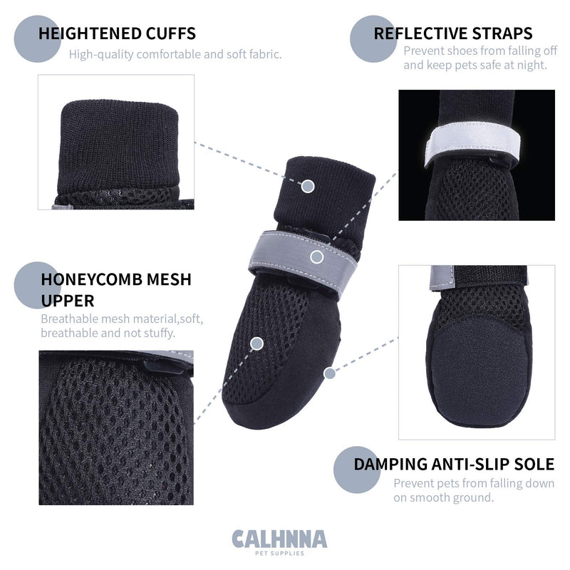 CALHNNA Dog Boots for Small, Medium Dogs - Dog Shoes with Breathable Mesh Nonslip Rubber Soles(Upgrade) to Prevent Scratching Licking Size S: 1.69"(Width) Black - PawsPlanet Australia