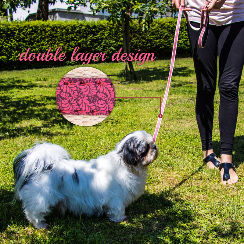 [Australia] - Pettsie Leash Dog Pet Made from Sturdy Durable Hemp, 5 Ft Long, Double Layer for Safety and Padded Handle for Extra Comfort and Control, Gift Box Included S Pink 