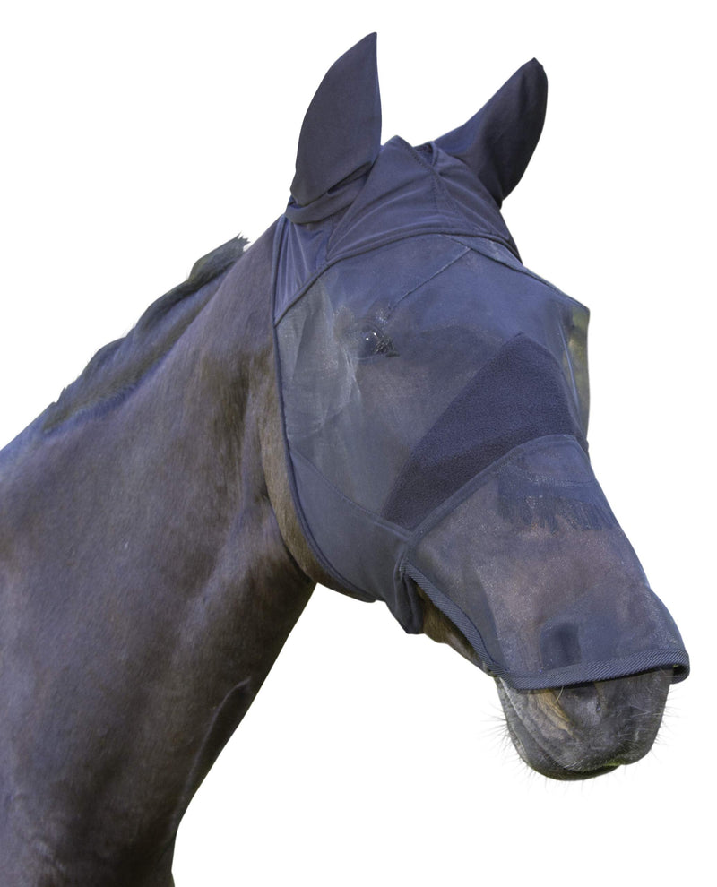 Kerbl Notch fly protection mask fino stretch blue tight fitting elastic warmblood / thoroughbred - PawsPlanet Australia