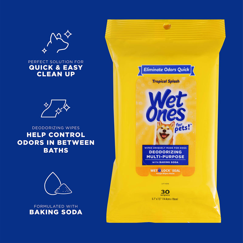 Wet Ones Deodorizing Multi-Purpose Dog Wipes 30 Count - 1 Pack - PawsPlanet Australia