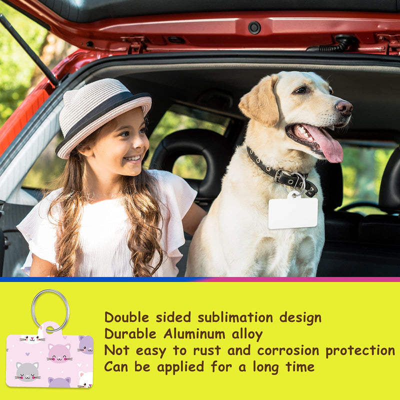 Sublimation Blank Aluminum Dog Tag Double Sided Sublimation Pet Tag Blank Craft Dog Tag Rectangle Blank Pet ID Tag with Key Ring for Pet Dog and Cat Personalized Supplies (10) 10 - PawsPlanet Australia