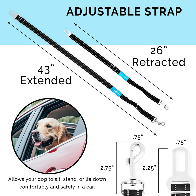 [Australia] - Dog Seat Belt Pet Dog Cat Car Seatbelt Safety - Adjustable Harness Safety Belts Pet Leash - Heavy Duty Nylon - Universal Fit (2 Pack Elastic Leash) (2 Pack Elastic seat BLT Leash) 