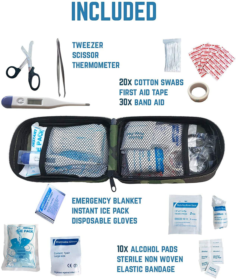 Dog First Aid Kit with Thermometer and Emergency Blanket - Puppy Kit - Pet Safety Supplies for Camping, Walks, Cycling, Car, Hikes - Treat cuts and scrapes - Top Rated - PawsPlanet Australia