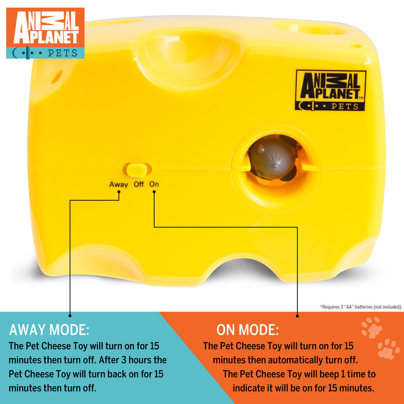 [Australia] - ANIMAL PLANET Automatic Peek-a-Boo Mouse & Cheese Interactive Toy for Cats, Features Built-In Auto Off Function, Pop Out Mice For Hours Of Entertainment, All Day Play W/Away Mode, Battery Operated 