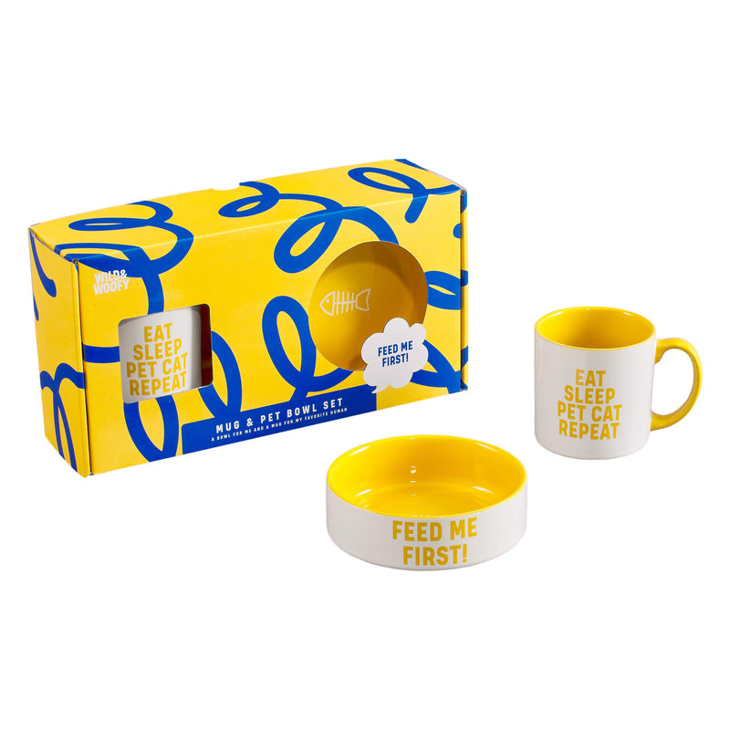 Wild & Woofy Mug and Pet Bowl Set, Cat, 0.7 kg - PawsPlanet Australia