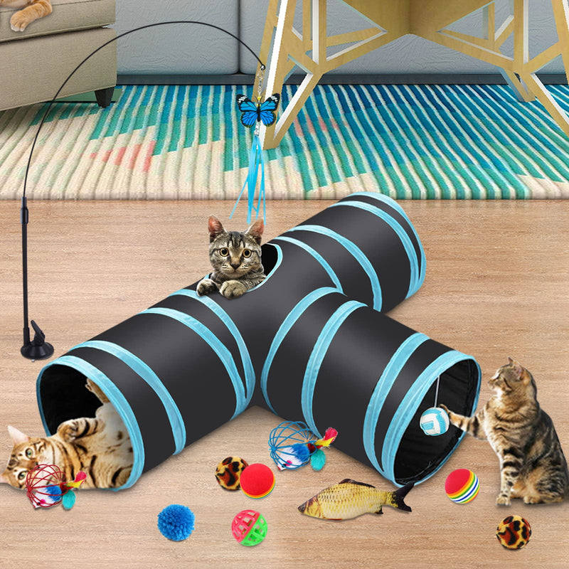 JOYBOY cat toy with cat tunnel, toy, 3-way pet play tunnel tube for kittens, toy mice toy variety pack for kitty - PawsPlanet Australia