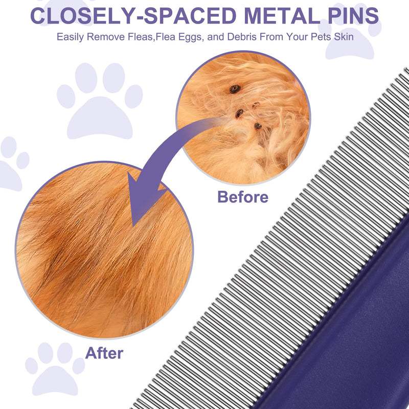 Flea comb for dogs and cats, professional lice comb with rounded metal teeth. Dog combs for effective protection against fleas, lice, ticks and other parasites - PawsPlanet Australia