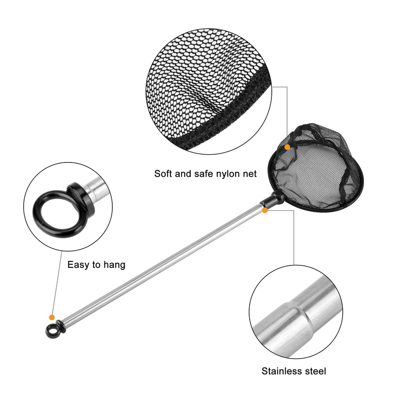 Filhome Telescopic Aquarium Fish Net, Fine Mesh Round Fish Net for Fish Tank with Extendable Long Handle 3.5 inch - PawsPlanet Australia