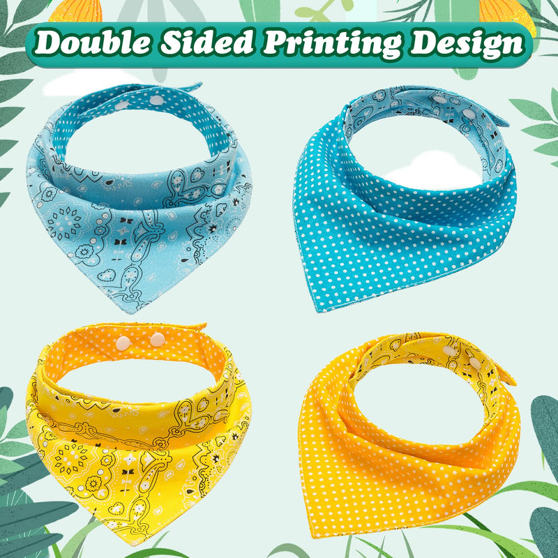 PAWCHIE Dog Bandanas Small 4 Pcs 8 Styles Pet Triangle Scarf Bibs - Adjustable with Two Snaps - Kerchief Set Accessories for Dogs, Puppy, Cats 4 Packs - PawsPlanet Australia