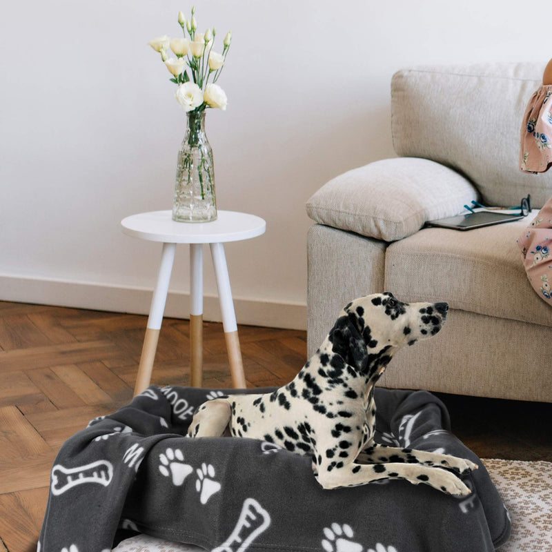 softan Premium Fleece Pet Blanket, Warm and Washable Bed Cover Throw for Large Dog, Cozy for Pet, 2 Pack, 100x120cm, Dark Grey Grey Bone - PawsPlanet Australia