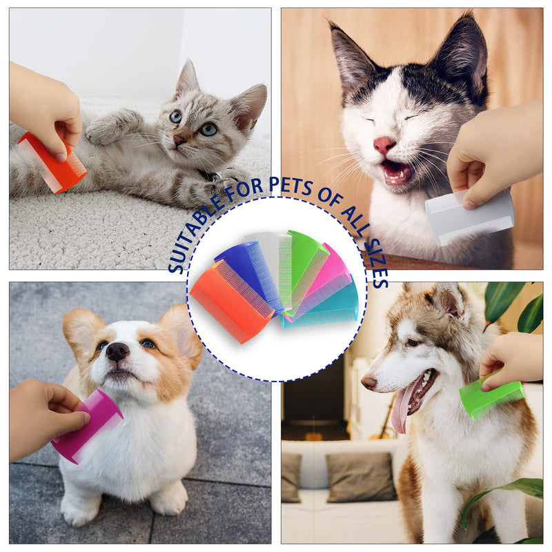 BLMHTWO Pack of 12 lice combs, flea combs for cats and dogs, 6 colors, plastic lice comb, nit comb, pet combs for grooming for removing stains, hair, tear stains - PawsPlanet Australia